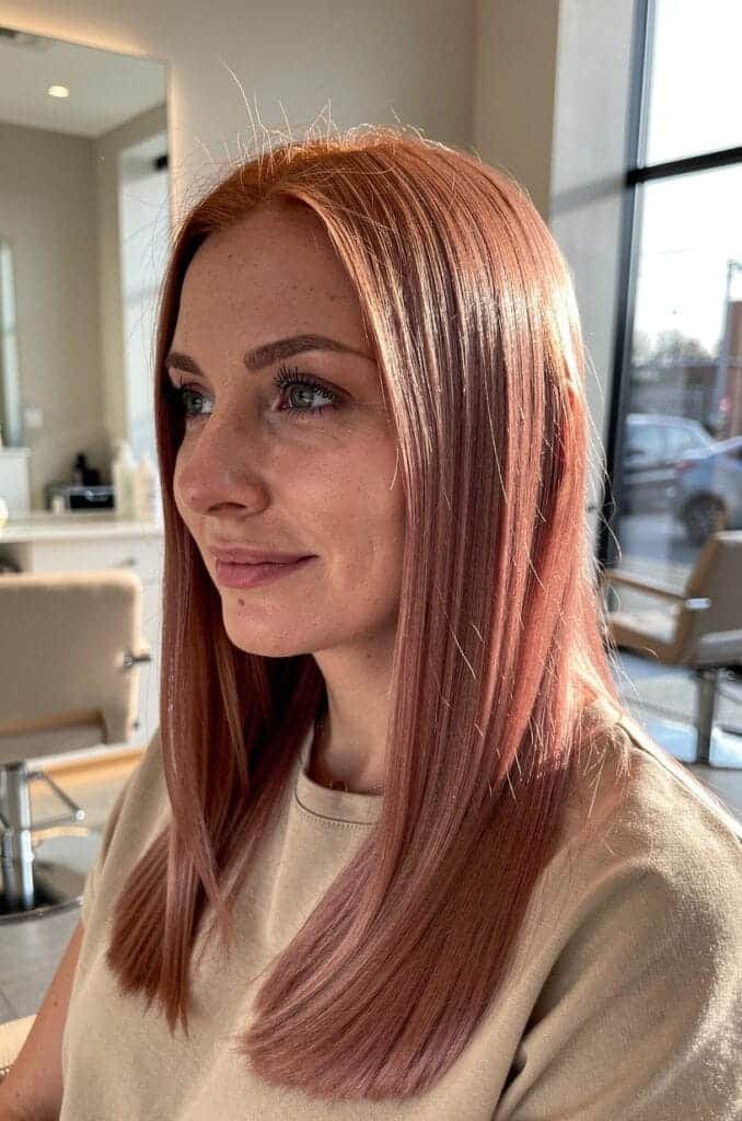 Soft Ginger Brown with Rose Gold Tones