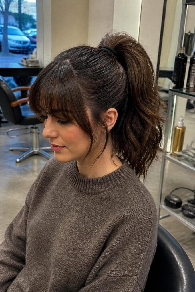 The High Ponytail with Bangs