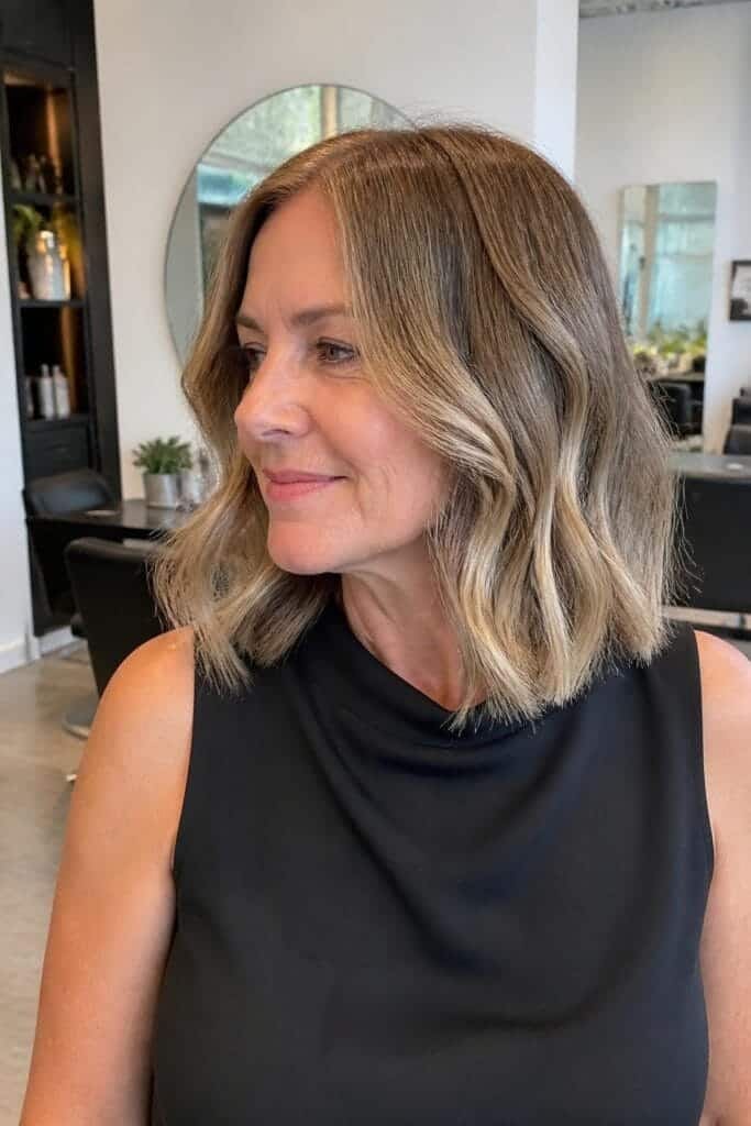 Wavy Lob with Balayage