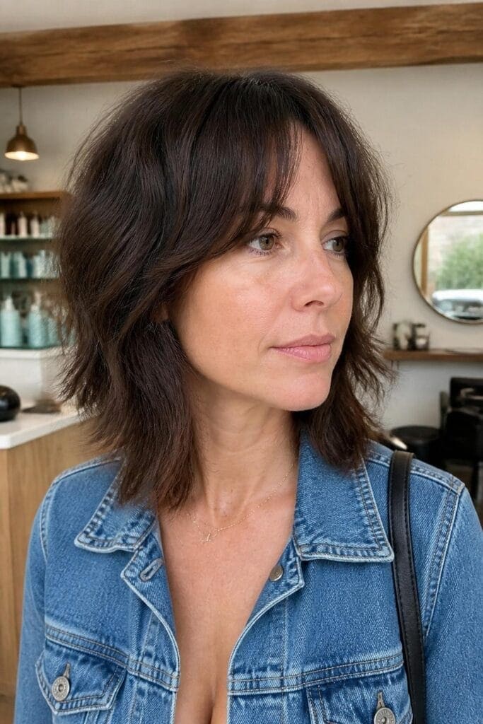 2. Choppy Shag with Curtain Bangs