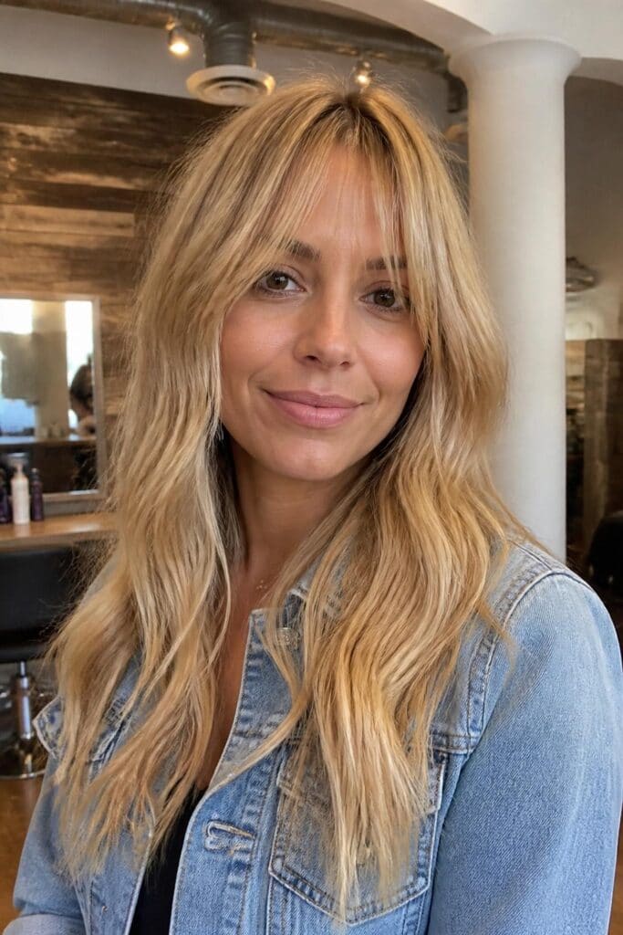 3. Wispy Bangs with Beachy Waves