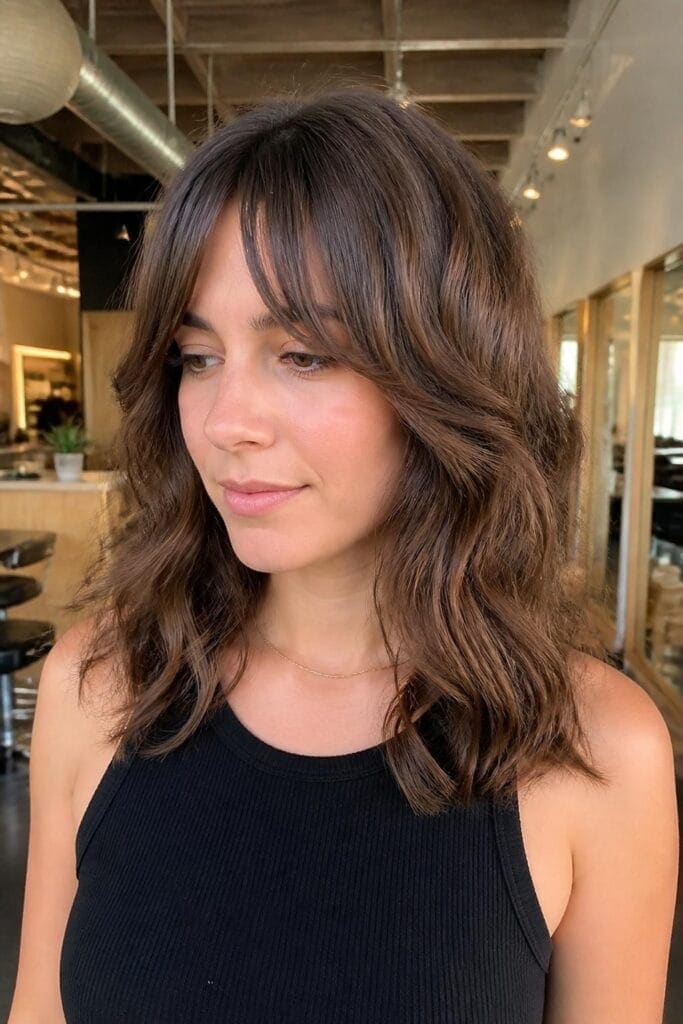 5. The Wavy Shag with Curtain Bangs