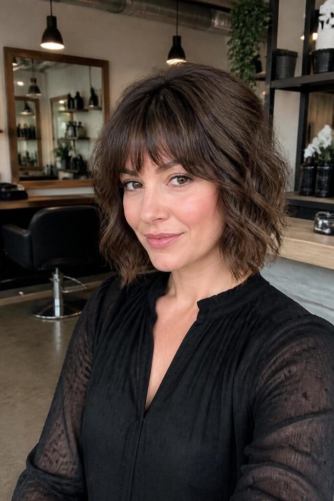 Bob with Fringe Bangs and Volume at Crown