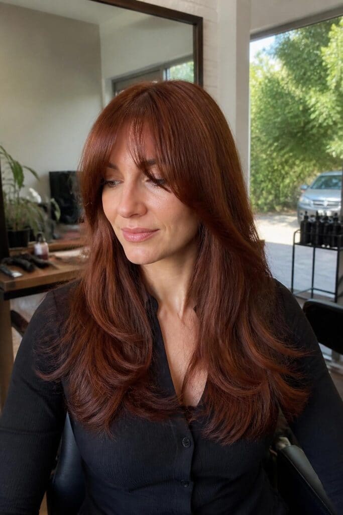 Bottleneck Bangs with Long Hair