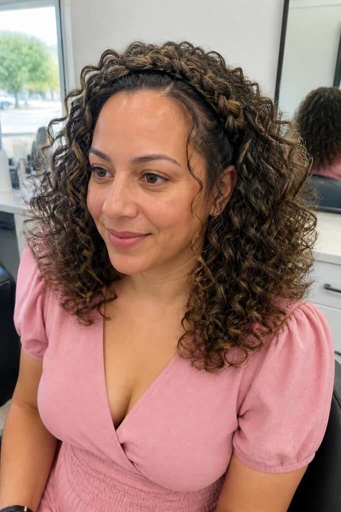 Braided Crown with Loose Curls