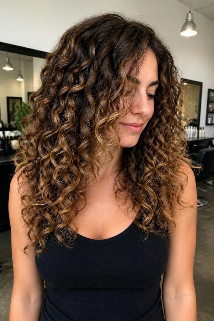 Bronde Balayage on Curly Hair