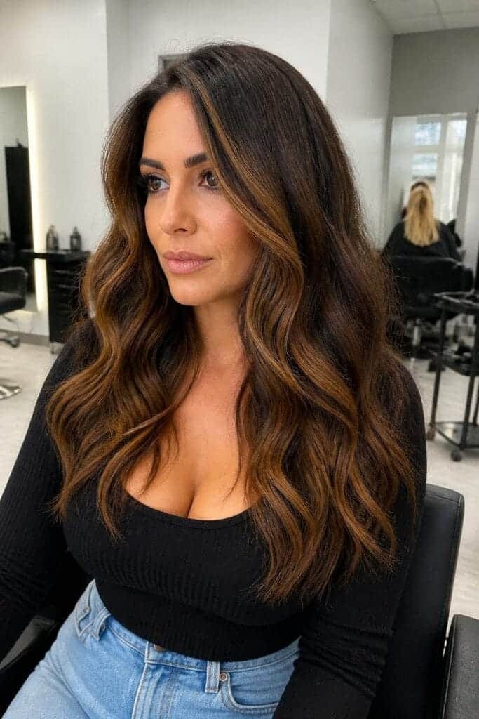 Caramel Highlights on Dark Brown