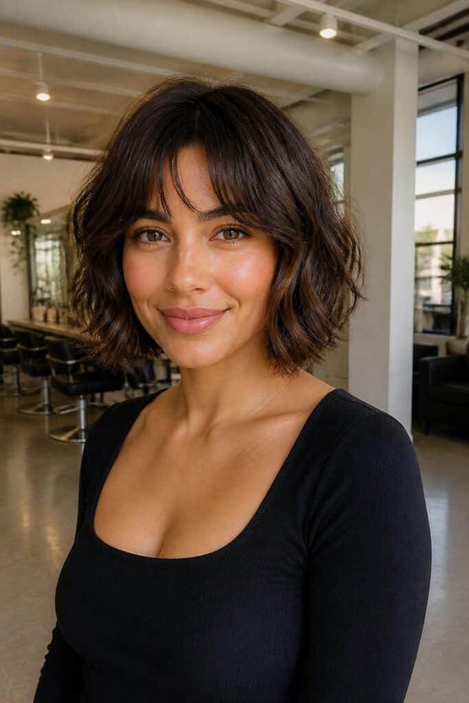 Chin-Length Bob with Curtain Bangs