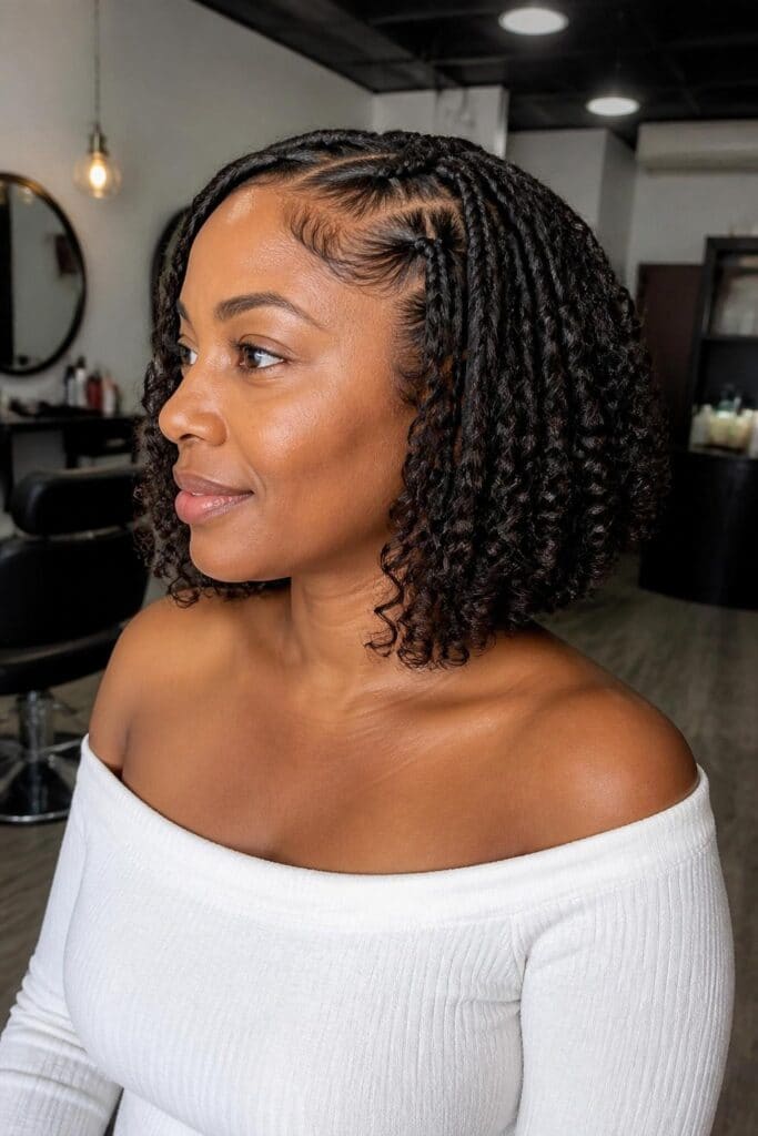 Cornrow Bob with Curly Ends