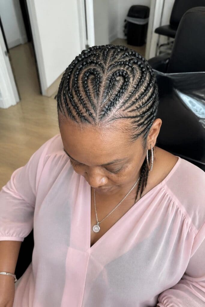 Cornrows with a Heart Design