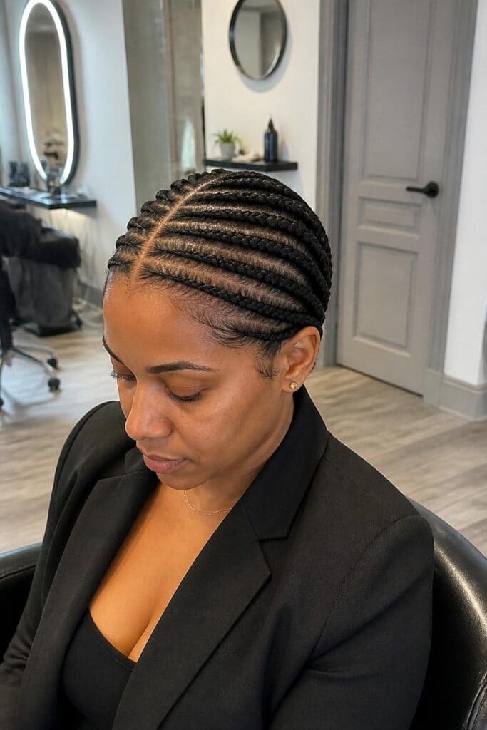 Cornrows with a Middle Part