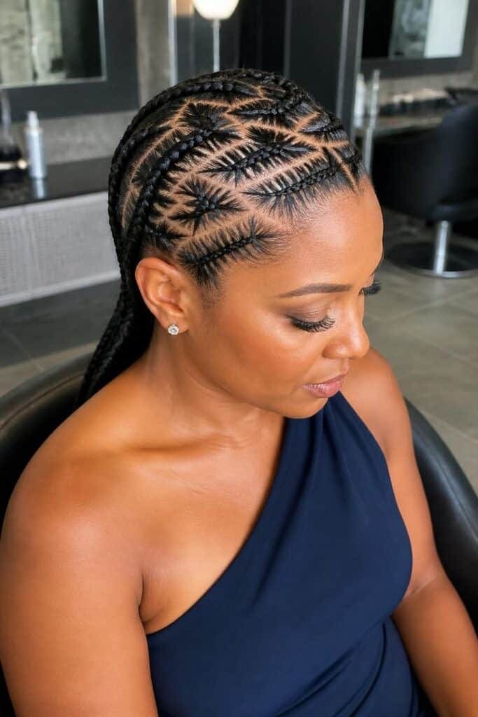 Cornrows with a Zigzag Part