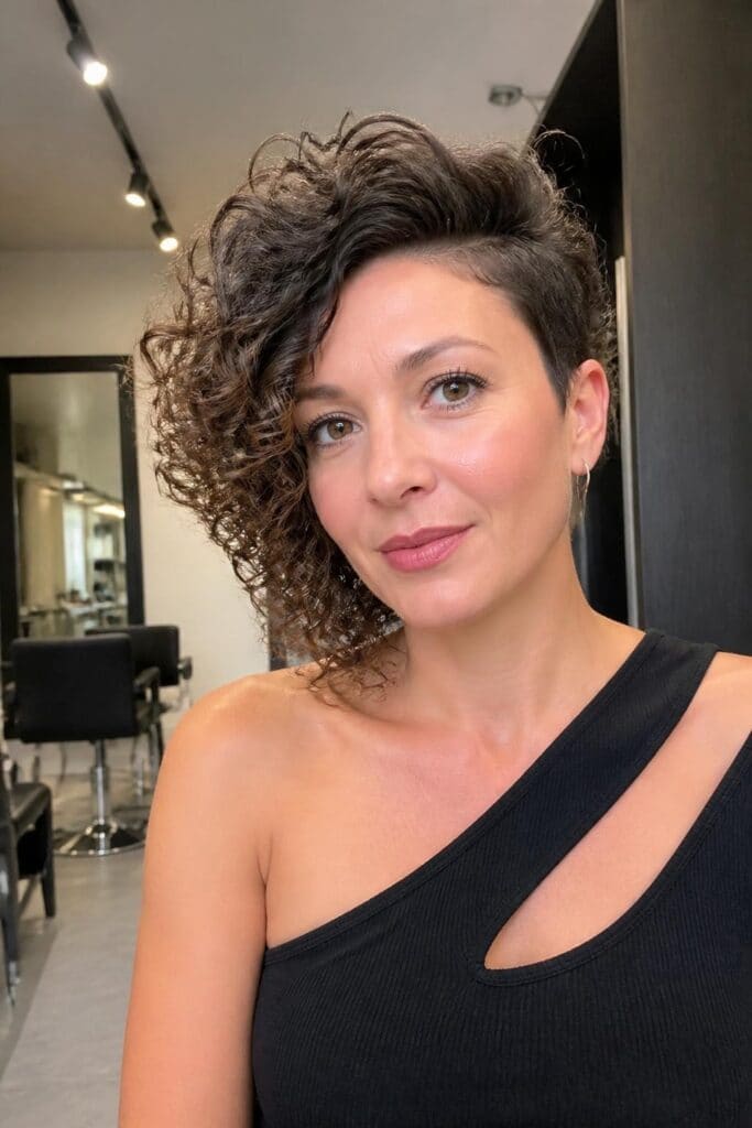 Curly Asymmetrical Cut