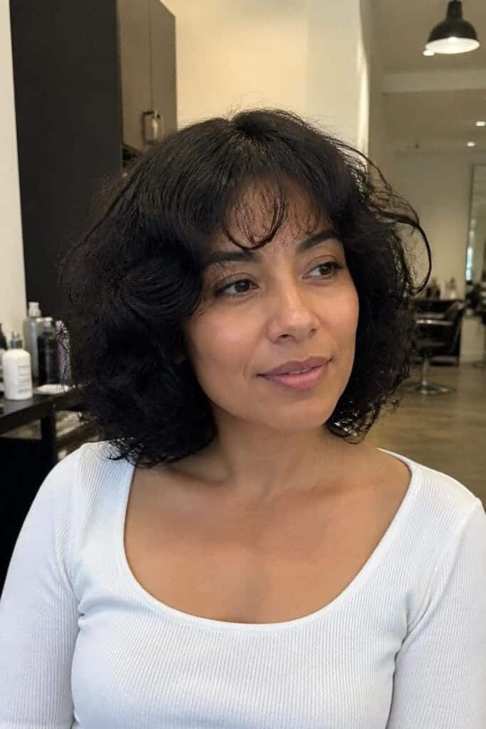 Curly Bob with Bangs