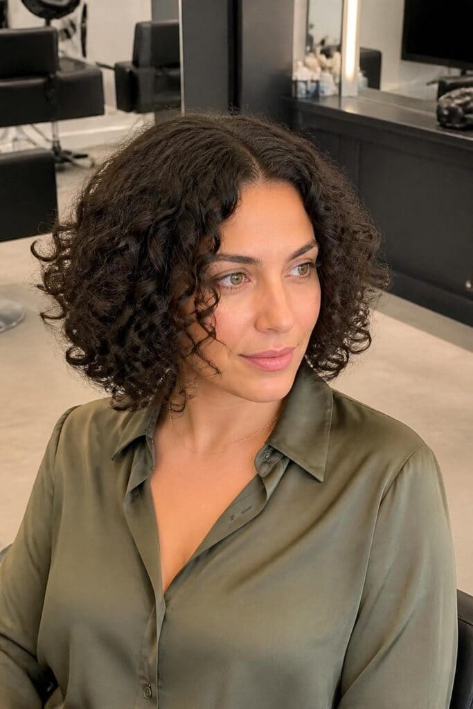 Curly Bob with Middle Part