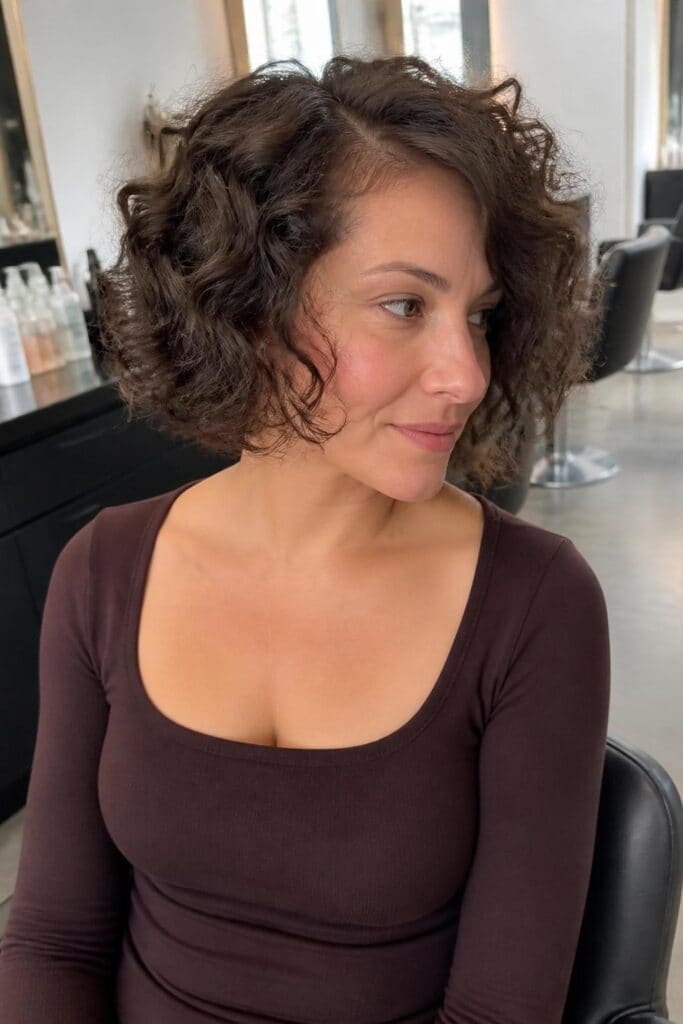 Curly Bob with Side Part