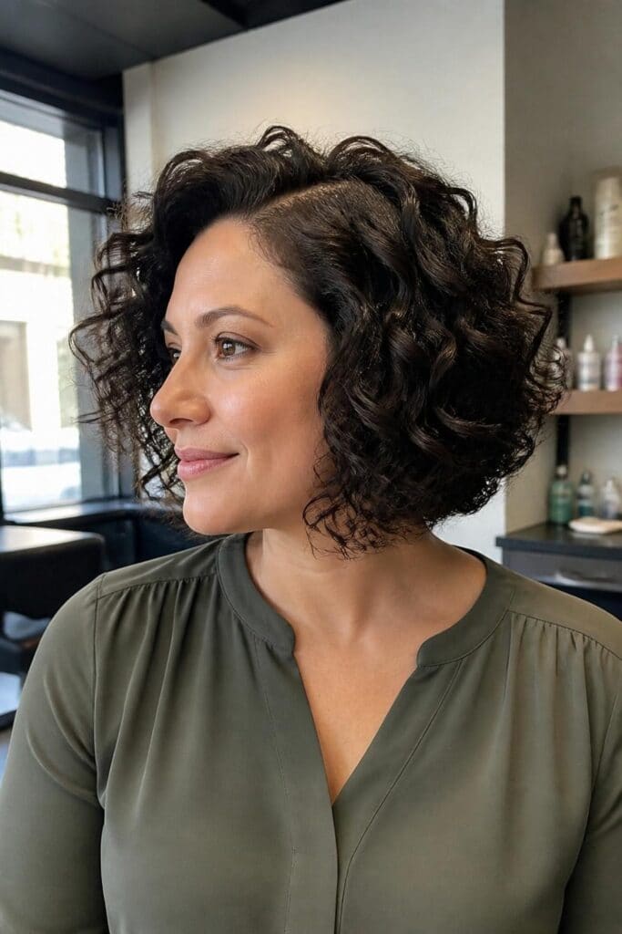 Curly Bob with Side Part