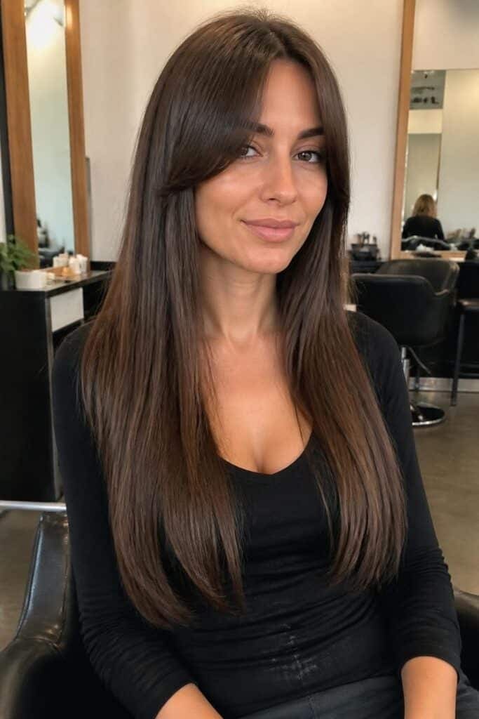 Curtain Bangs with Long Straight Hair