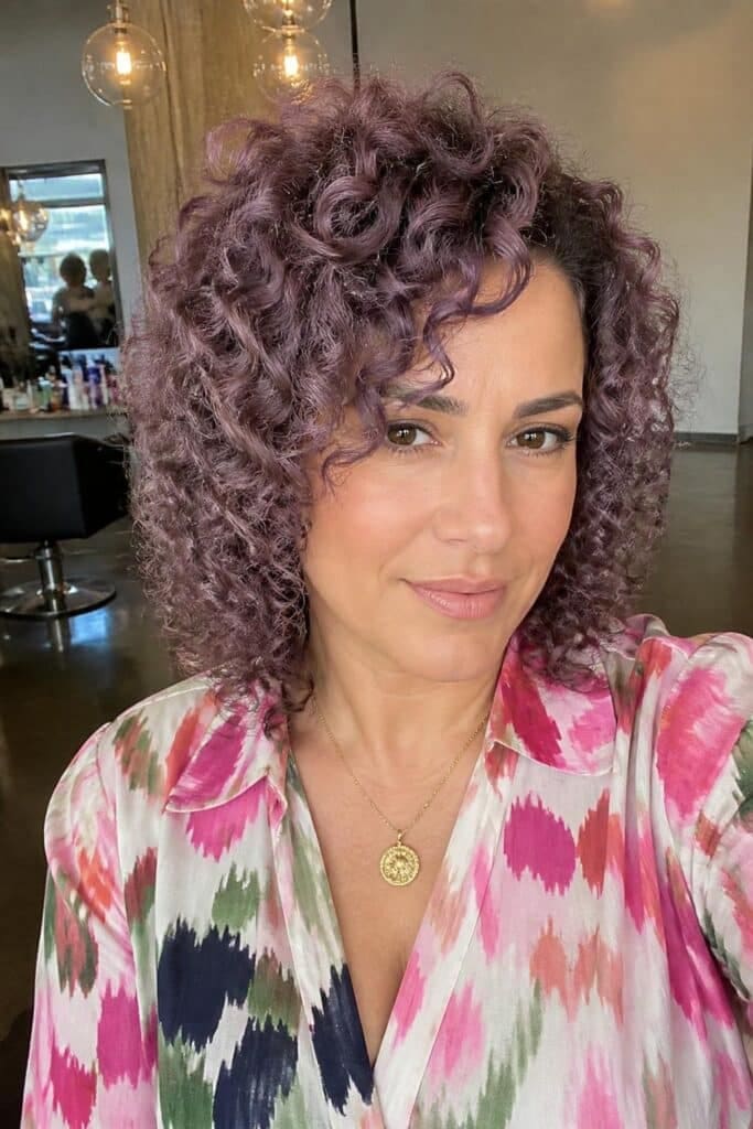 Dusty Mauve on Curly Hair