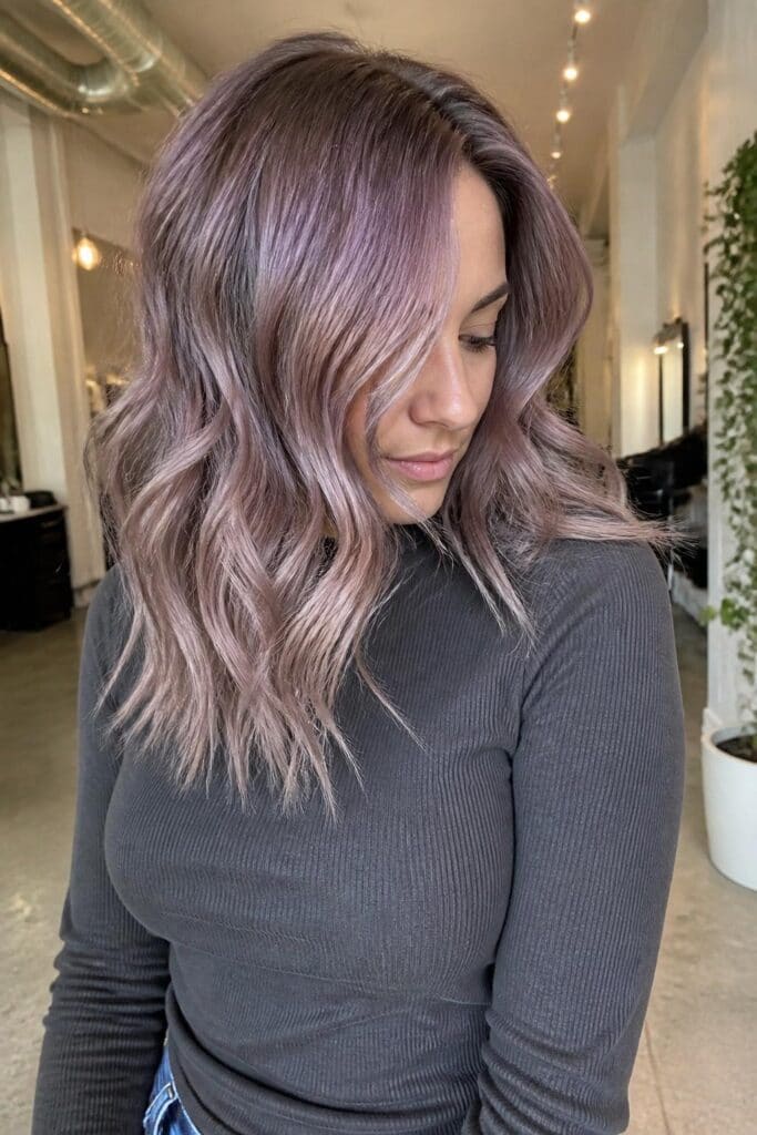 Dusty Mauve with Ash Blonde Highlights