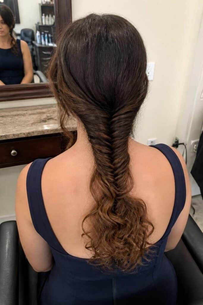Fishtail Braid with Curly Tail