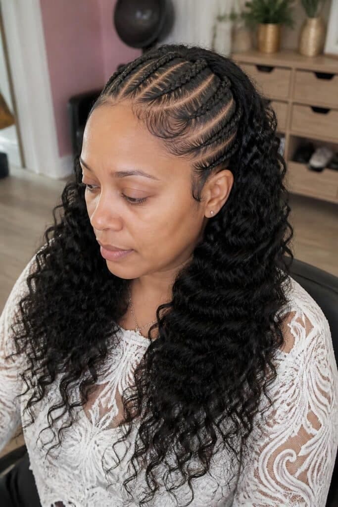 Goddess Cornrows with Curly Ends