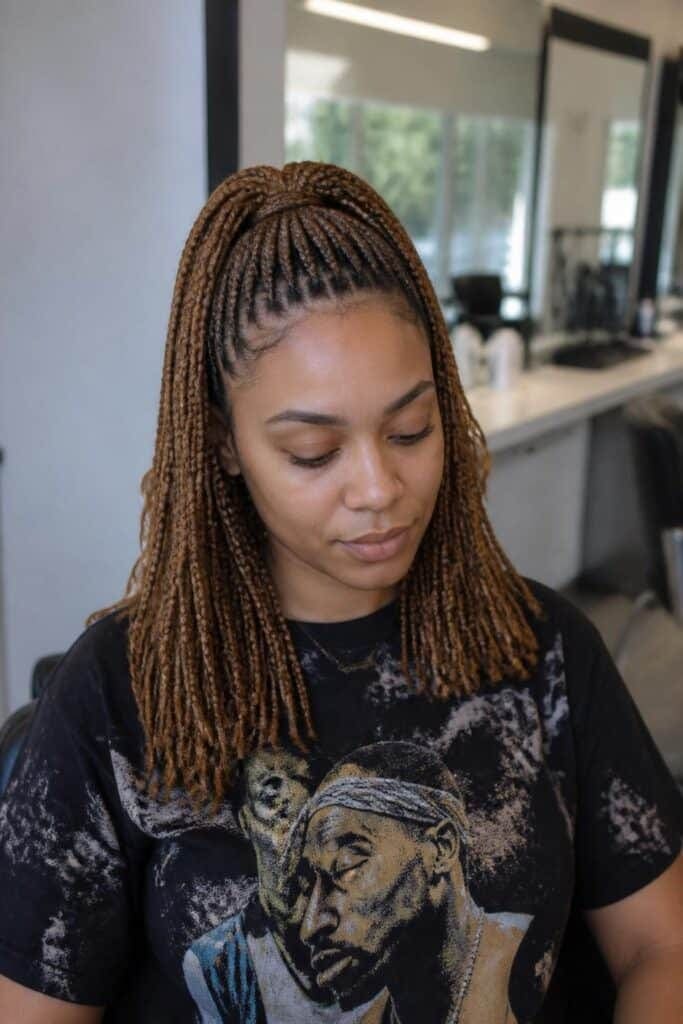 Half-Up Half-Down Braids with Weave