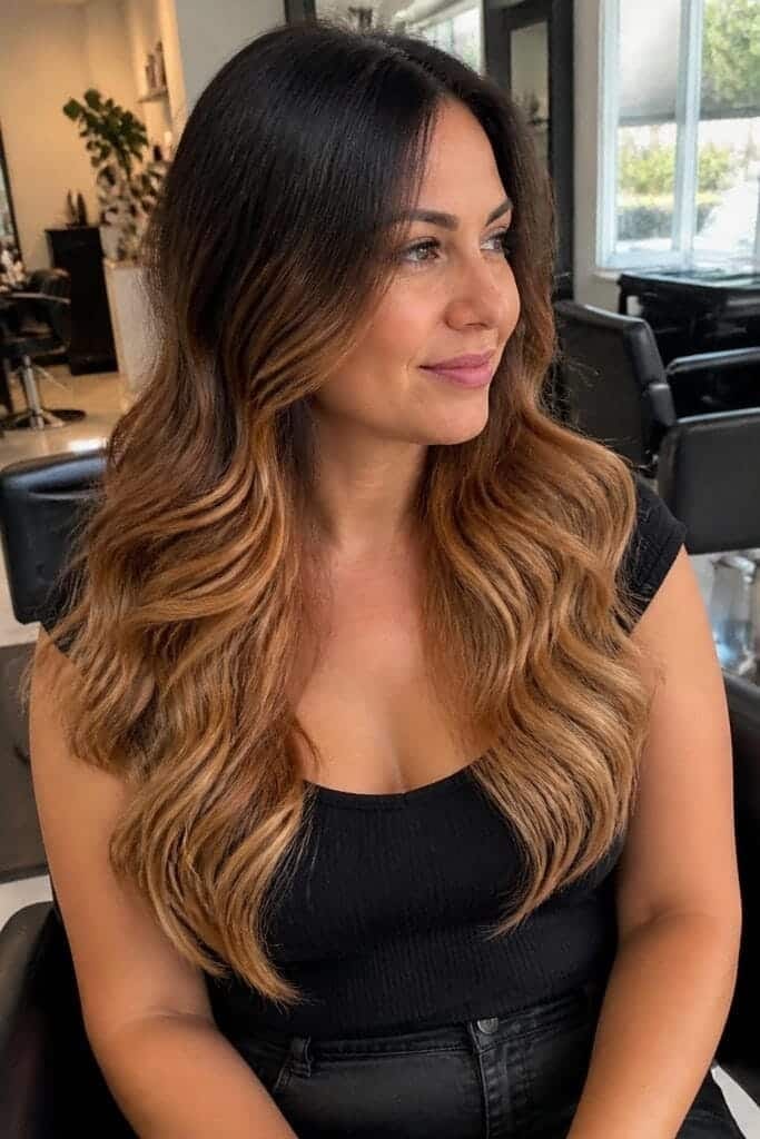 Honey Ginger Melt on Dark Hair