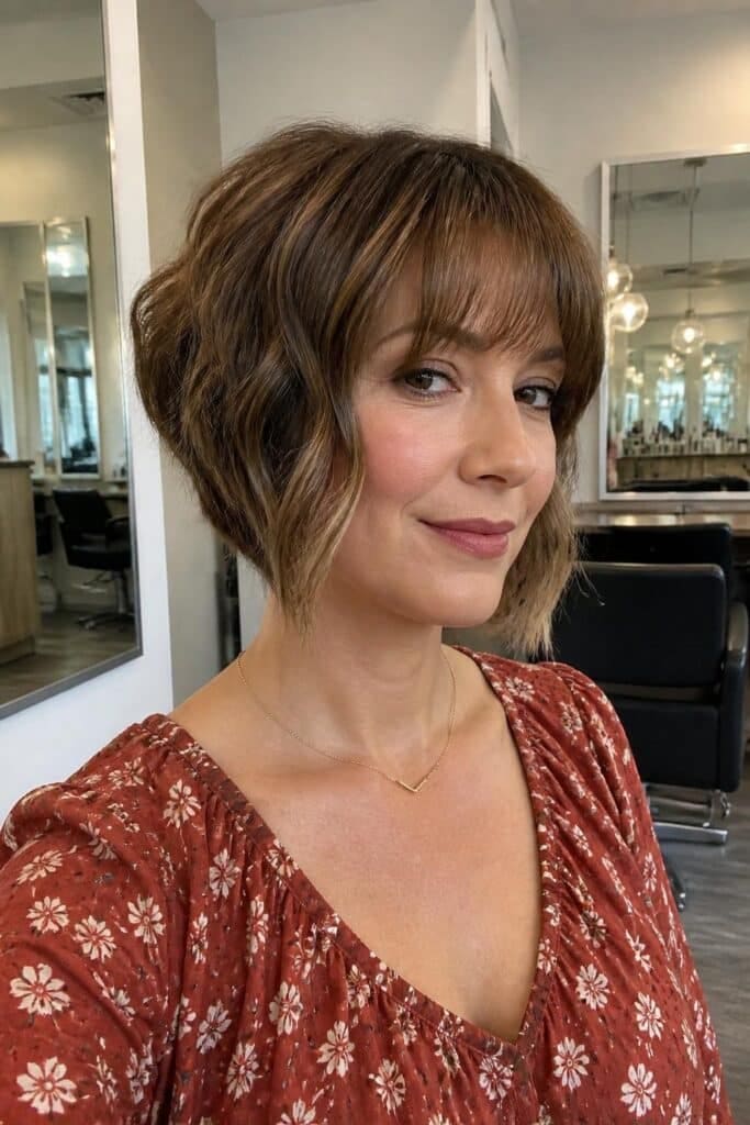Inverted Bob with Feathered Bangs