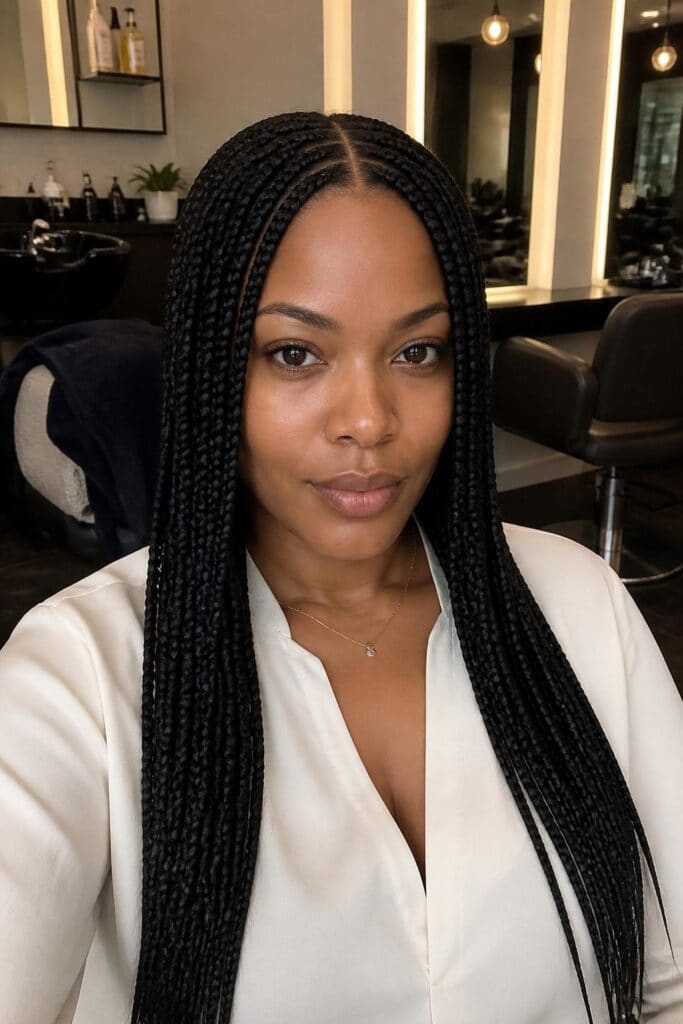 Knotless Box Braids with a Middle Part