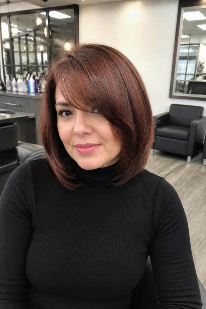 Layered Bob with Bangs for Round Faces