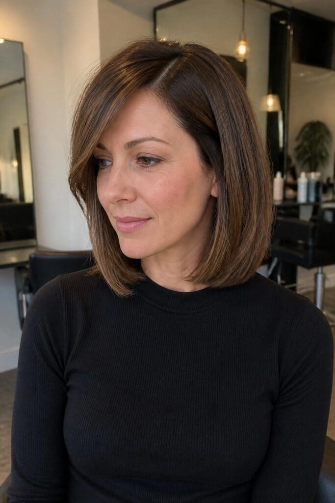 Lob with Side Swept Bangs