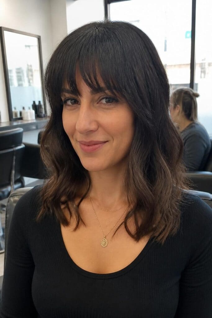 Long Bob with Bottleneck Bangs