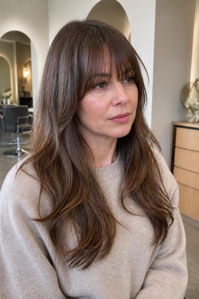 Long Hair with Brow-Grazing Bangs