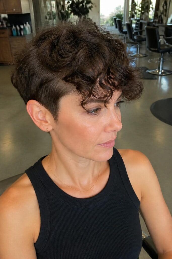 Pixie Cut with Curly Bangs