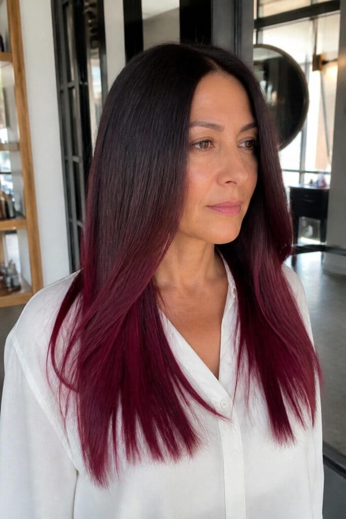 Plum Ombre with Dark Roots