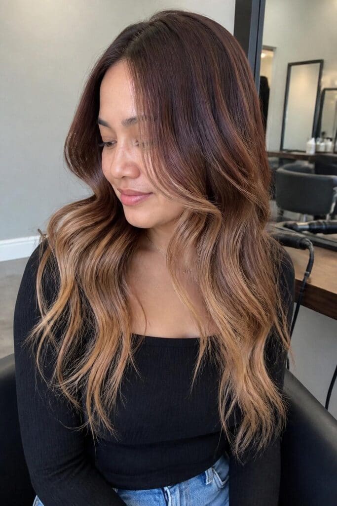 Rose Brown with Caramel Balayage