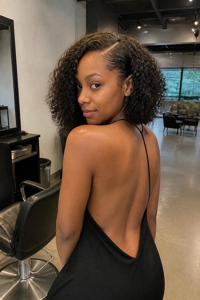 Side-Parted Curly Bob