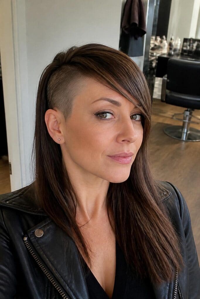 Side-Swept Bangs with Straight Hair and Undercut