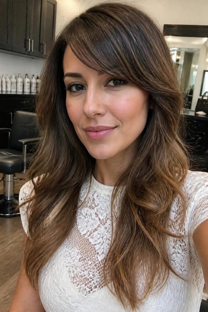 Side-Swept Bangs with Waves