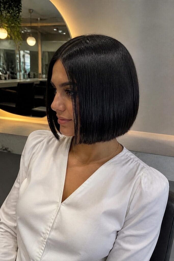 Sleek Bob with Middle Part