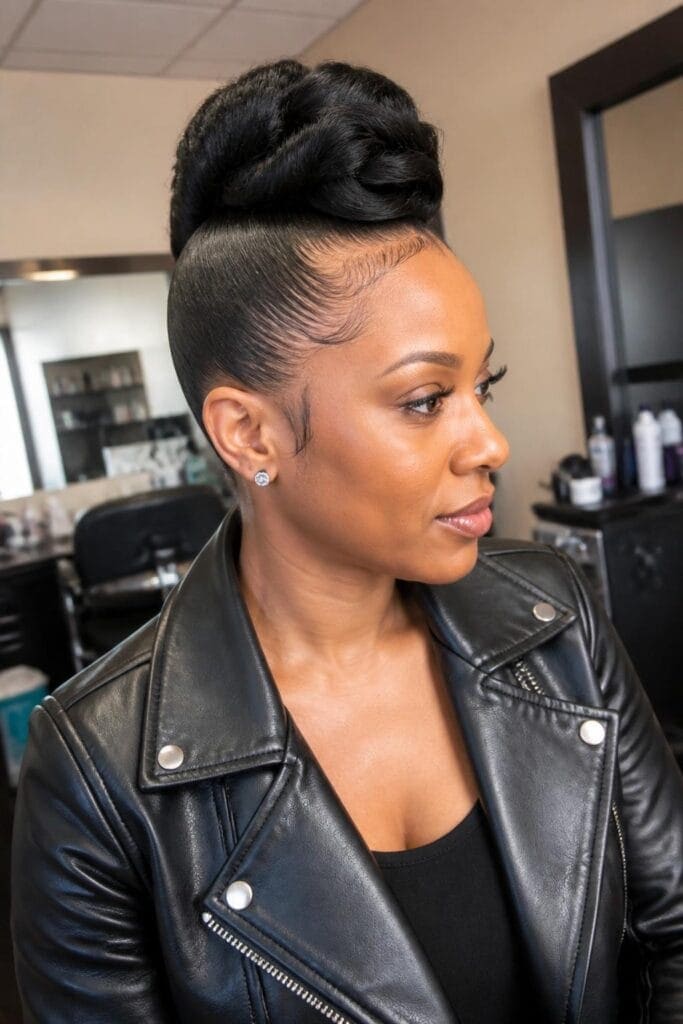 Sleek Bun with a Faux Hawk