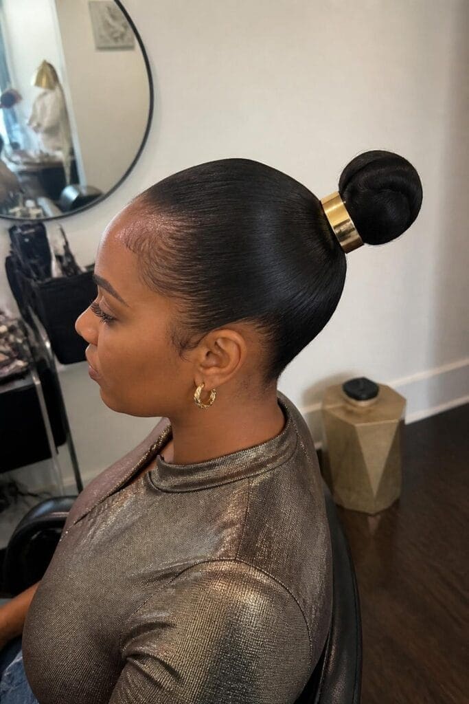 Sleek Bun with a Gold Cuff