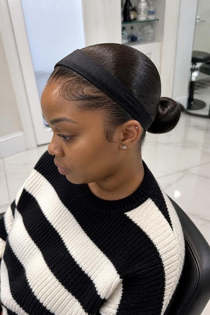 Sleek Bun with a Headband
