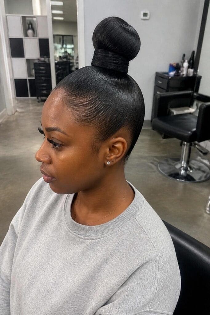 Sleek Bun with a Wrapped Base