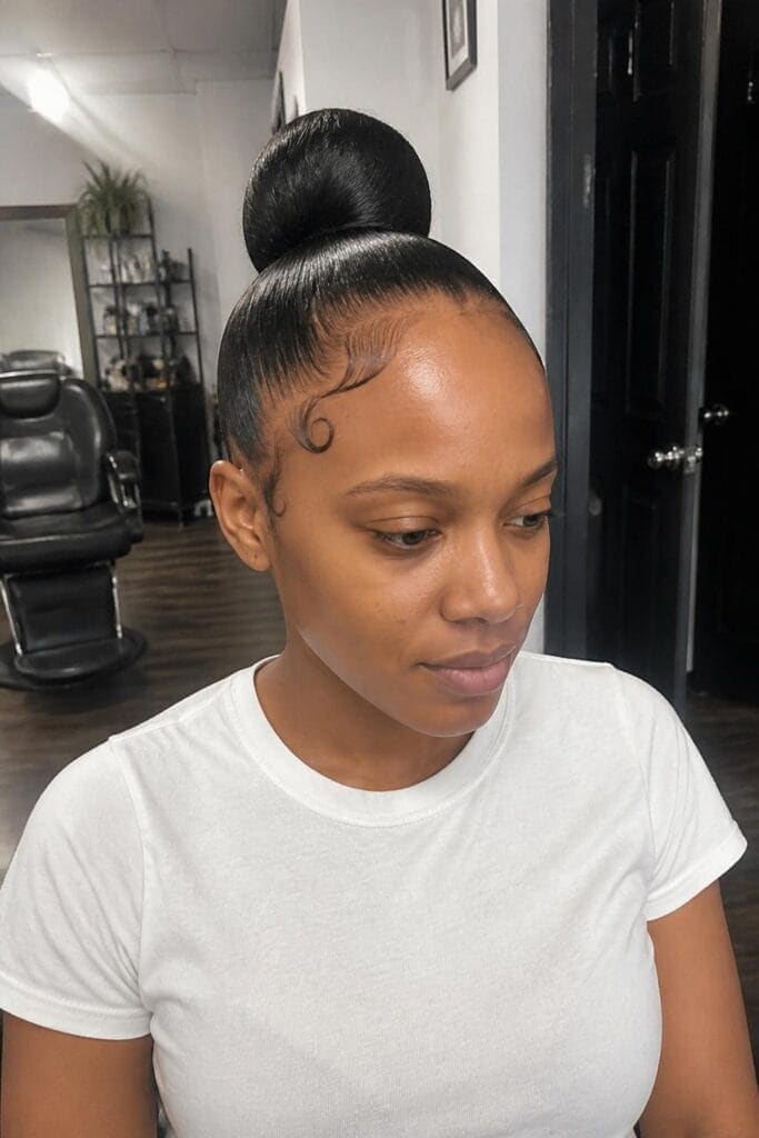 Sleek Bun with Baby Hairs