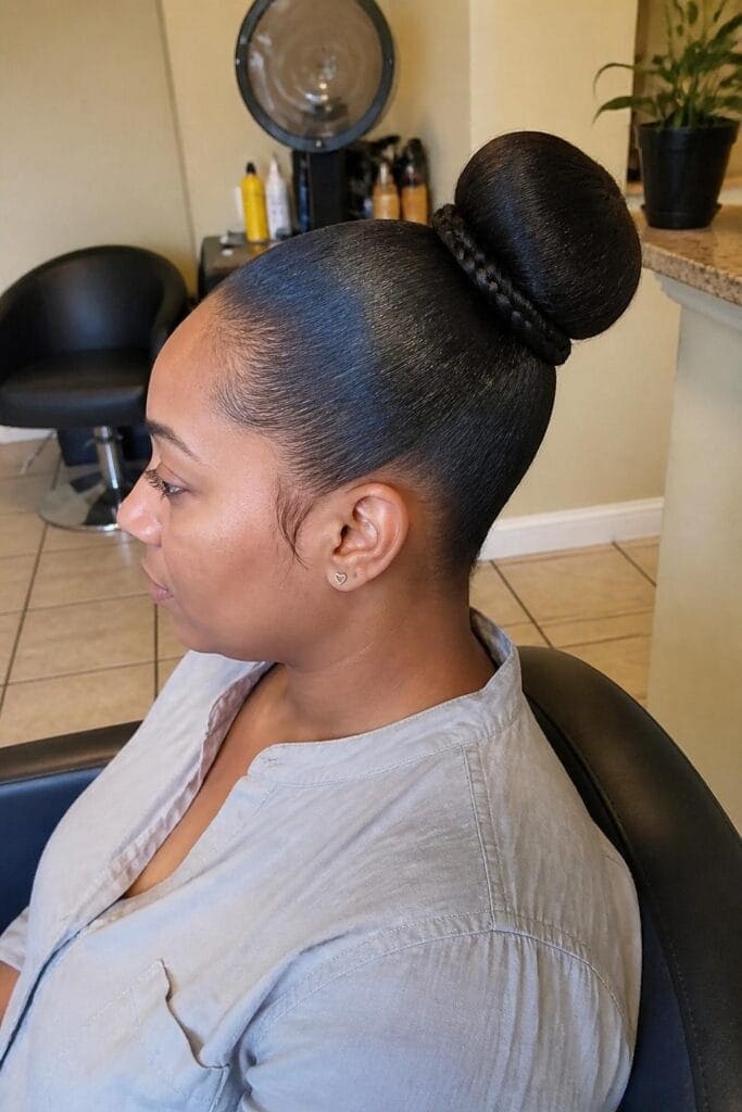 Sleek Bun with Braided Accent