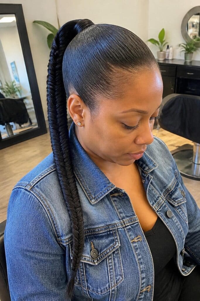 Sleek Ponytail with Fishtail Braid