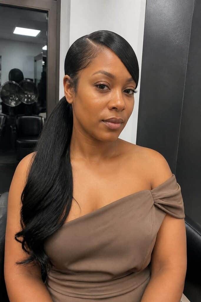 Sleek Ponytail with Side Sweep