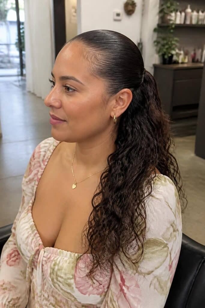Slick Back with Curly Ends